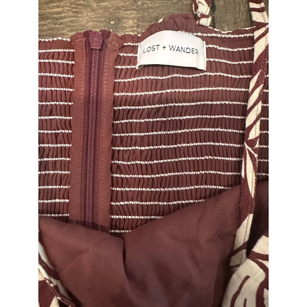 Lost + Wander Brown Tropical Leaf Print Romper Size Small — image 7 of 7